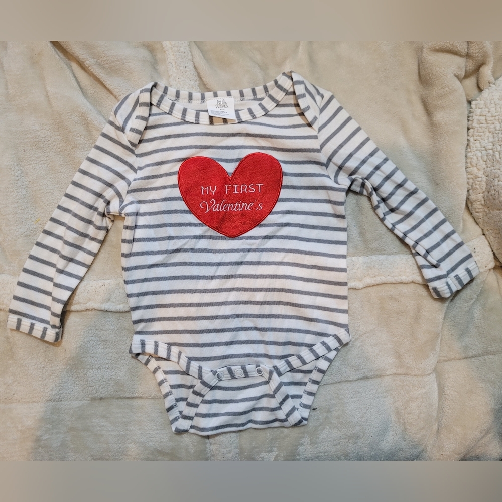 🎉5/$20 Little Wishes 6-12 Months Valentine's Day Long Sleeve Onesie